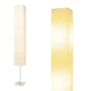 Japanese Floor Lamp with Rice Paper Shade - Corner Lamp for Bedroom, Office and Living Room - Square
